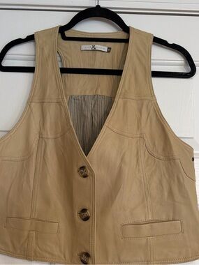 Mike & Chris vintage tan buttery Leather horn Button western styleVest Sz M